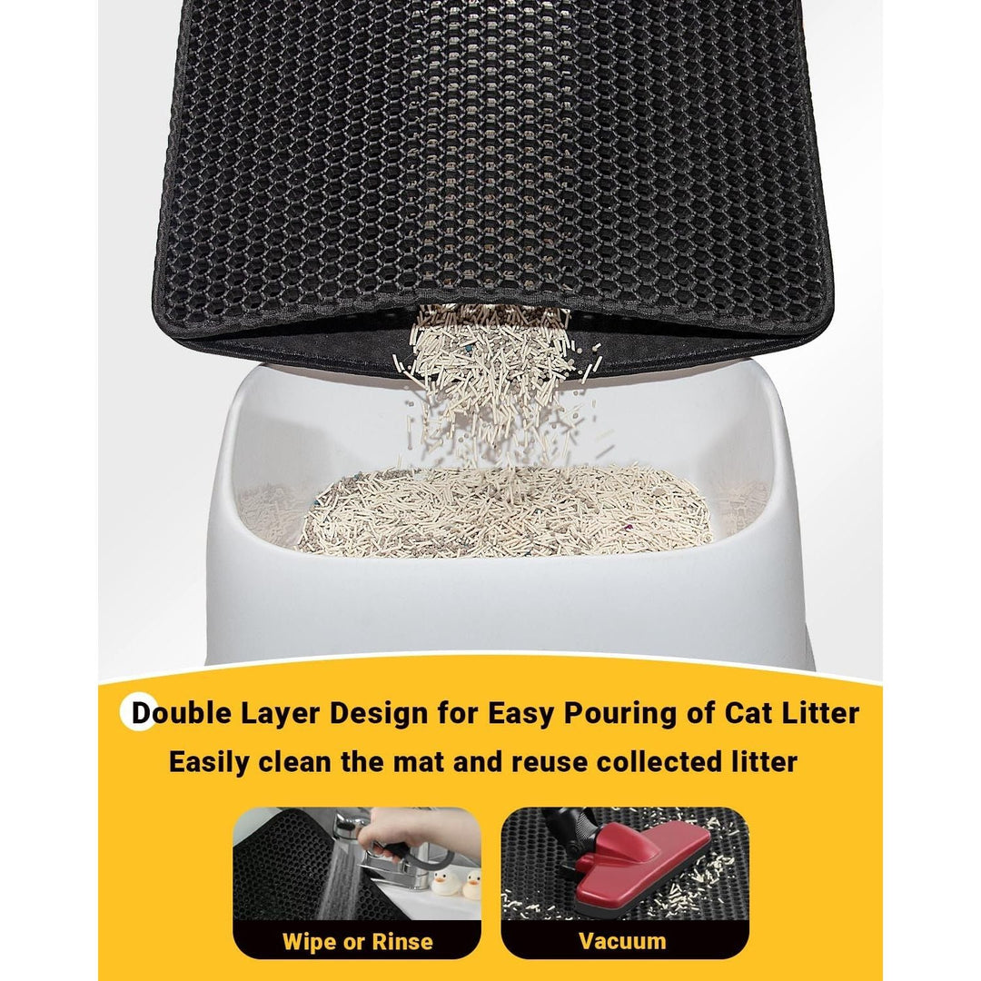 Ycozy Extra Large Cat Litter Mat 90 X 60 cm Kitty Litter Trapping Mat for Litter Box - Honeycomb Black Hole Design - Waterproof, Urine Proof Trapper - Scatter Control, Easy Clean Rug for Litter Tray - Just Closeouts Canada Inc.