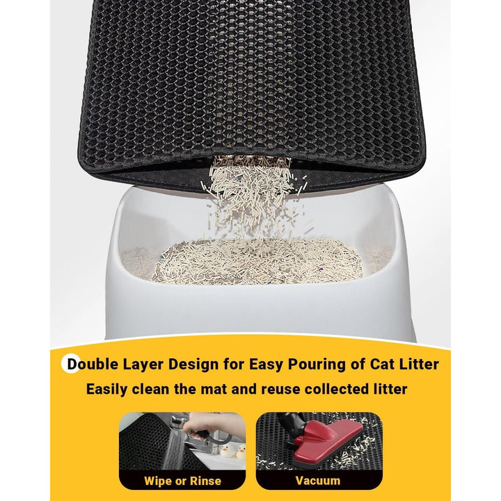 Ycozy Extra Large Cat Litter Mat 90 X 60 cm Kitty Litter Trapping Mat for Litter Box - Honeycomb Black Hole Design - Waterproof, Urine Proof Trapper - Scatter Control, Easy Clean Rug for Litter Tray - Just Closeouts Canada Inc.