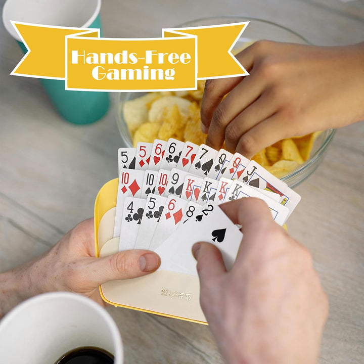 Four-pack of yellow three-slot playing card holders, view 5