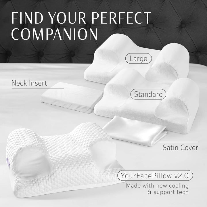 YourFacePillow - Ergonomic Cervical Memory Foam Pillow for Comfortable Back Sleeping - Contoured Neck & Shoulder Support - Best Sleep Posture Alignment - Standard with Satin Case - Just Closeouts Canada Inc.810069952567