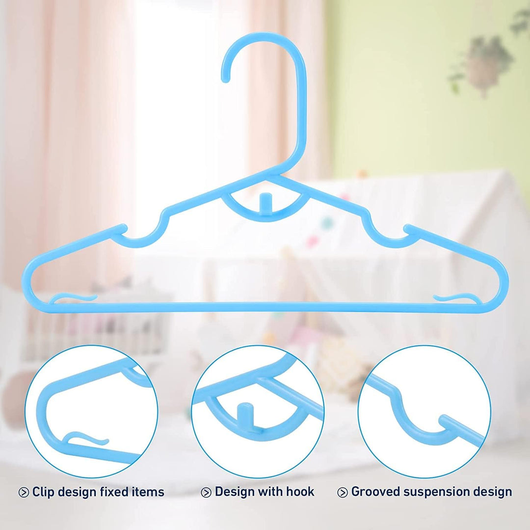 YourGift Baby Clothes Hangers 11.5" Baby Clothes Hangers Plastic White Kids Children's Clothes Hangers Infant Hangers Toddler Hangers (Blue, 60 Pack) - Just Closeouts Canada Inc.