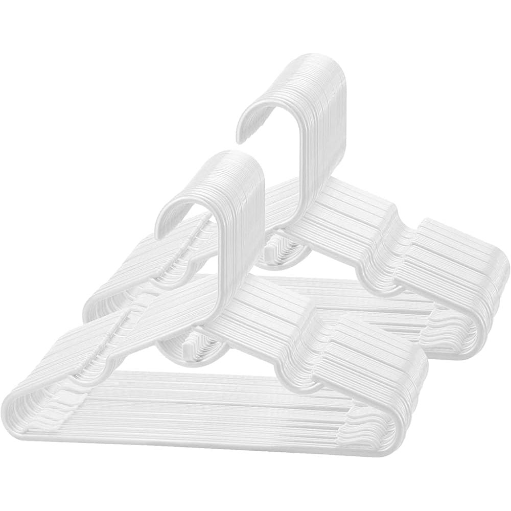 YourGift Baby Clothes Hangers 11.5" Baby Clothes Hangers Plastic White Kids Children's Clothes Hangers Infant Hangers Toddler Hangers (White, 100pack) - Just Closeouts Canada Inc.