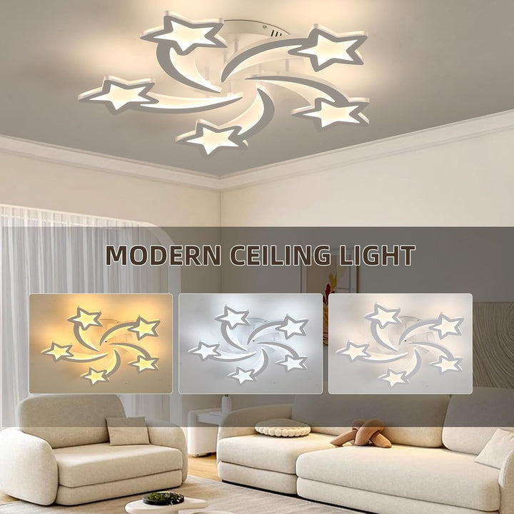 ZAITINZ Led Ceiling Lights,50W Flush Mount Ceiling Light Fixtures, Dimmable Luminaire Plafonnier,5 Stars Ceiling Lamp for Living Room,Bedroom,Dining Room,Kids Room,White,3000 - 6000K - Just Closeouts Canada Inc.