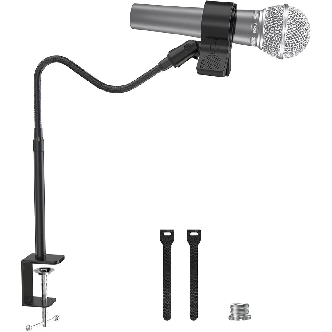 ZealSound Microphone Stand 19inch,Flexible Gooseneck Desktop Mic Stands,Upgraded Microphone Clip Holder for Mics with Outer Diameter 1.03" and 2.59",3/8" to 5/8" Screw Adapter for Blue Yeti and More - Just Closeouts Canada Inc.