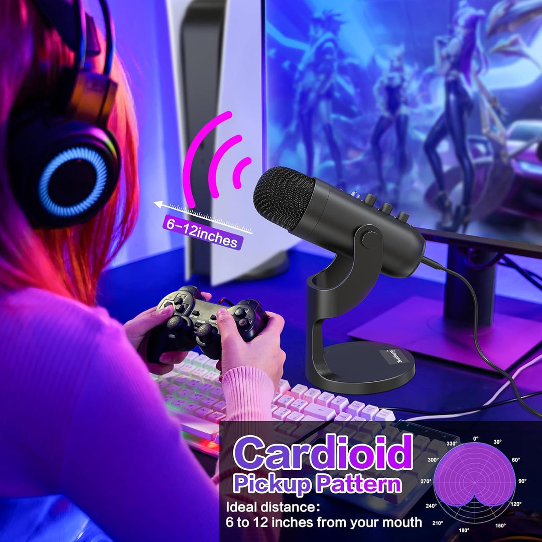 ZealSound USB Microphone,Condenser Phone Computer PC Mic kit,Plug&Play Gaming Microphones for PS 4&5.Mic Gain&Volume Control,Echo &Mute Button for Vocal,Record,Streaming,Discord YouTube Podcast on Mac - Just Closeouts Canada Inc.