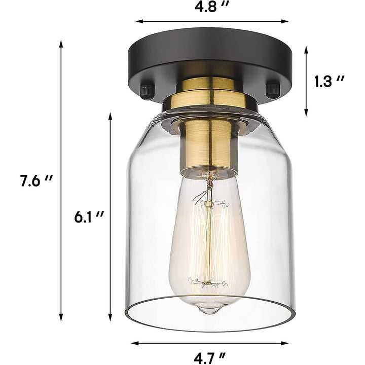 Zeyu 2 Pack Ceiling Lights, Semi Flush Mount Lights Fixture with Clear Glass Shade for Hallway Kitchen Entryway Stairway and Foyer, Modern Black and Gold Finish, ZG33F - 2 BK+BG - Just Closeouts Canada Inc.