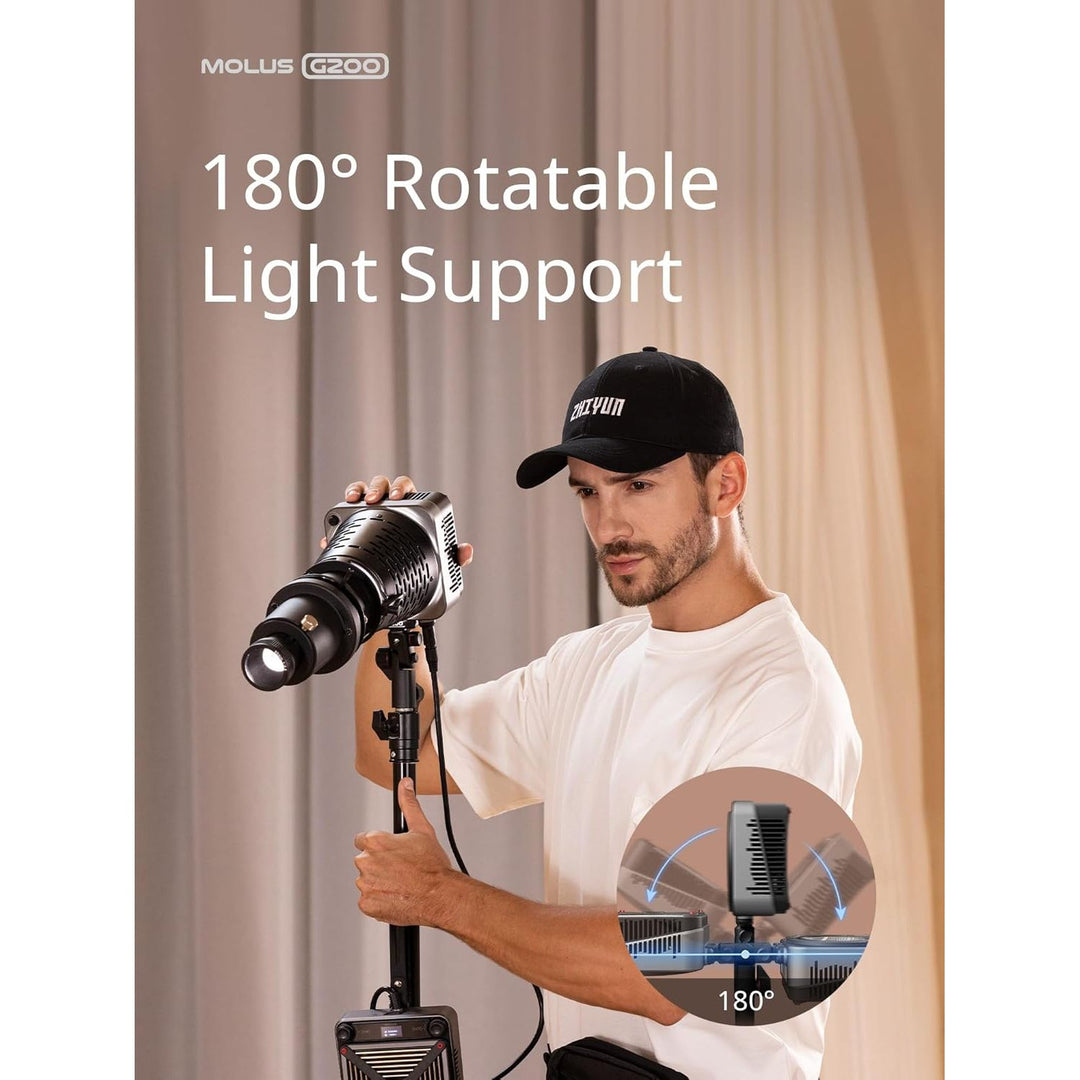 ZHIYUN Molus G200 [Official] 200W COB Video Light, Portable Continuous Output Lighting,2700 - 6500K 9460 lux@1m, LED Photography Lighting with Bowens Mount, APP Control, Ultra Quiet for Video Recording - Just Closeouts Canada Inc.
