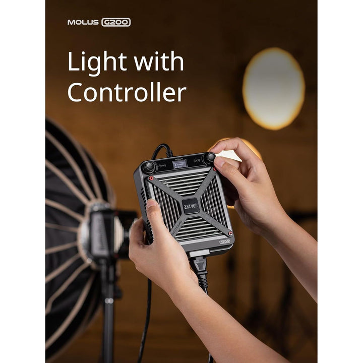 ZHIYUN Molus G200 [Official] 200W COB Video Light, Portable Continuous Output Lighting,2700 - 6500K 9460 lux@1m, LED Photography Lighting with Bowens Mount, APP Control, Ultra Quiet for Video Recording - Just Closeouts Canada Inc.