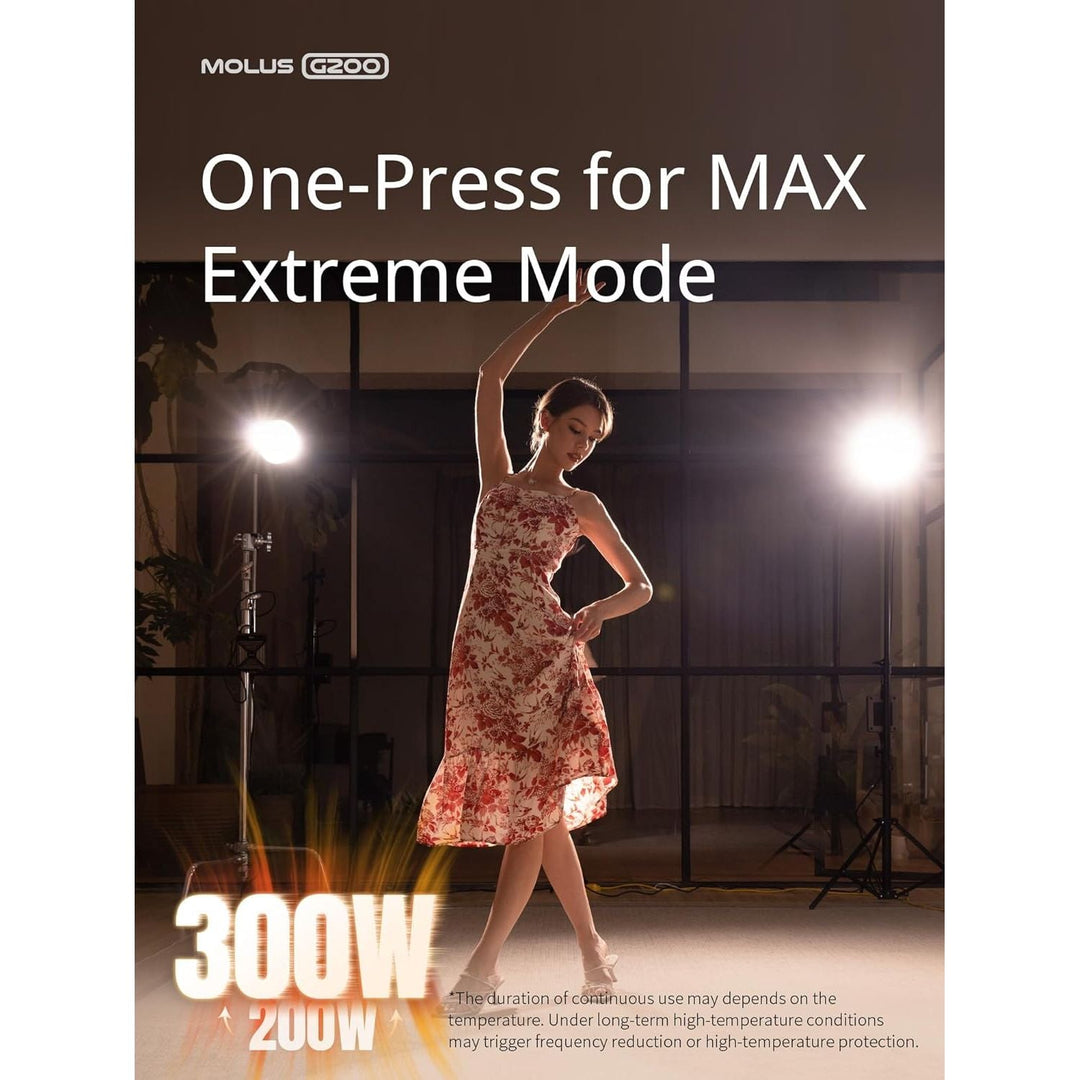 ZHIYUN Molus G200 [Official] 200W COB Video Light, Portable Continuous Output Lighting,2700 - 6500K 9460 lux@1m, LED Photography Lighting with Bowens Mount, APP Control, Ultra Quiet for Video Recording - Just Closeouts Canada Inc.