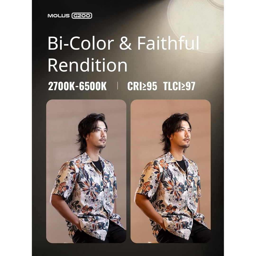 ZHIYUN Molus G200 [Official] 200W COB Video Light, Portable Continuous Output Lighting,2700 - 6500K 9460 lux@1m, LED Photography Lighting with Bowens Mount, APP Control, Ultra Quiet for Video Recording - Just Closeouts Canada Inc.