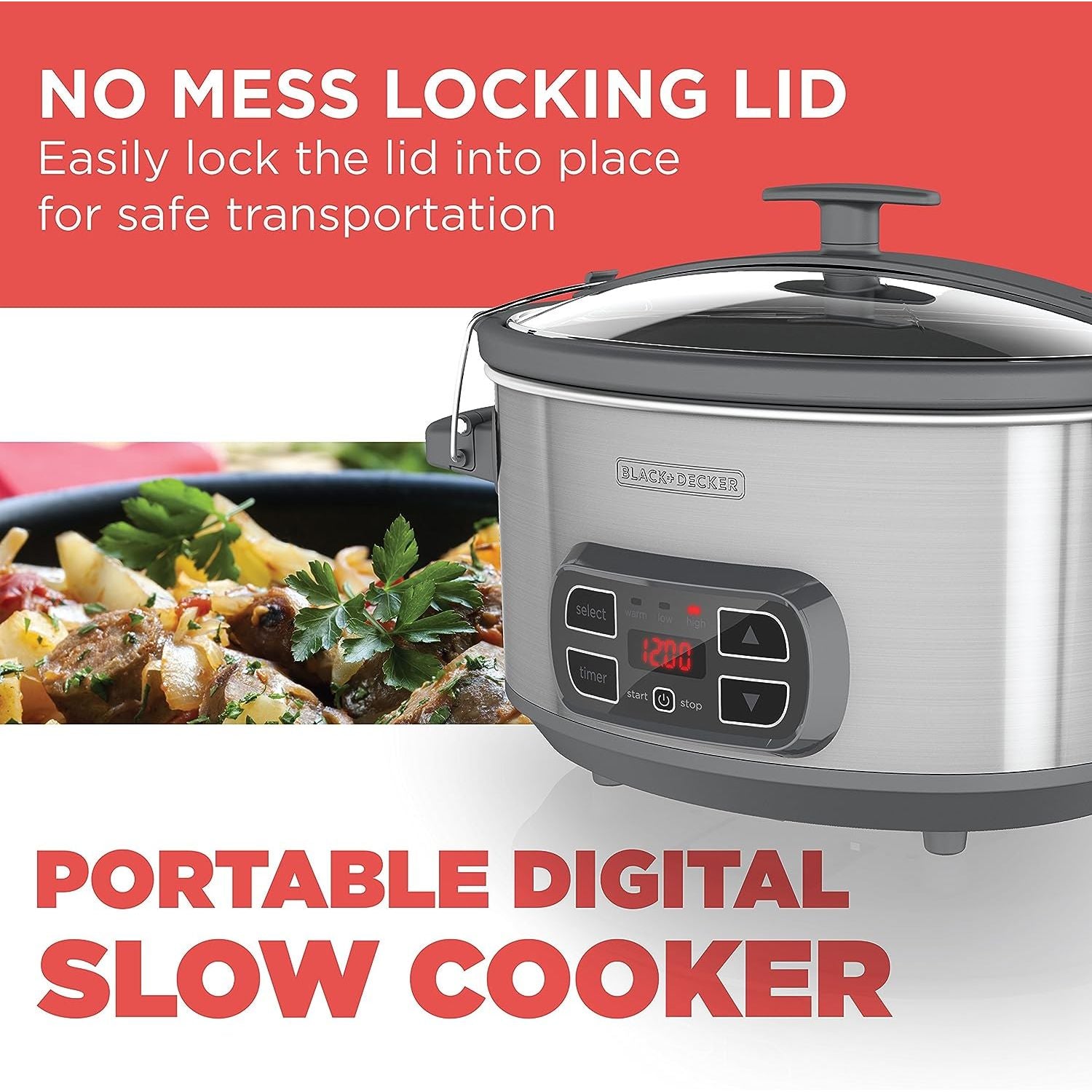 Black Decker 7 Quart Digital SS Slow Cooker SCD1007 Just