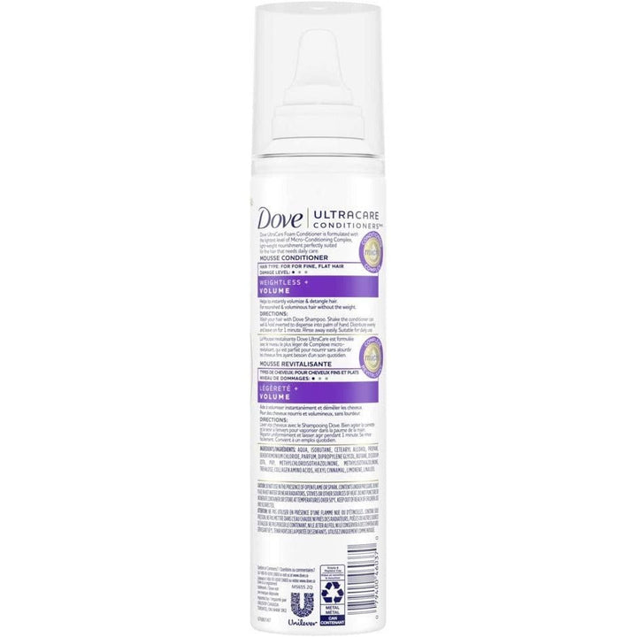 Dove UltraCare Conditioner Foam Weightless Volume, 198g - Just Closeouts Canada Inc.079400460370