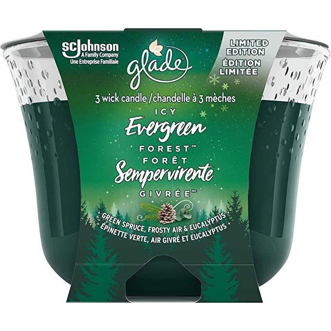 9 Glade Icy Enchanted Evergreen Candles – Fir, Spruce & Eucalyptus Scent 3.4oz Each