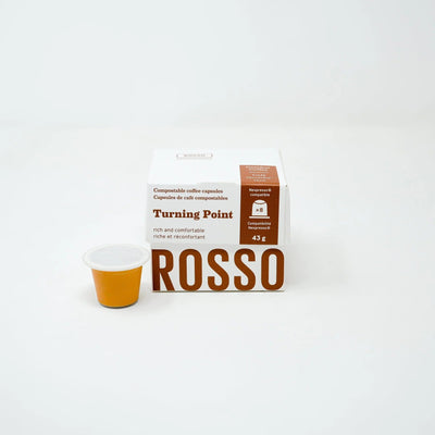 Rosso Coffee Roasters Turning Point Compostable Coffee Nespresso Compatible Capsules, 8 pods (43G) - Just Closeouts Canada Inc.883183200111