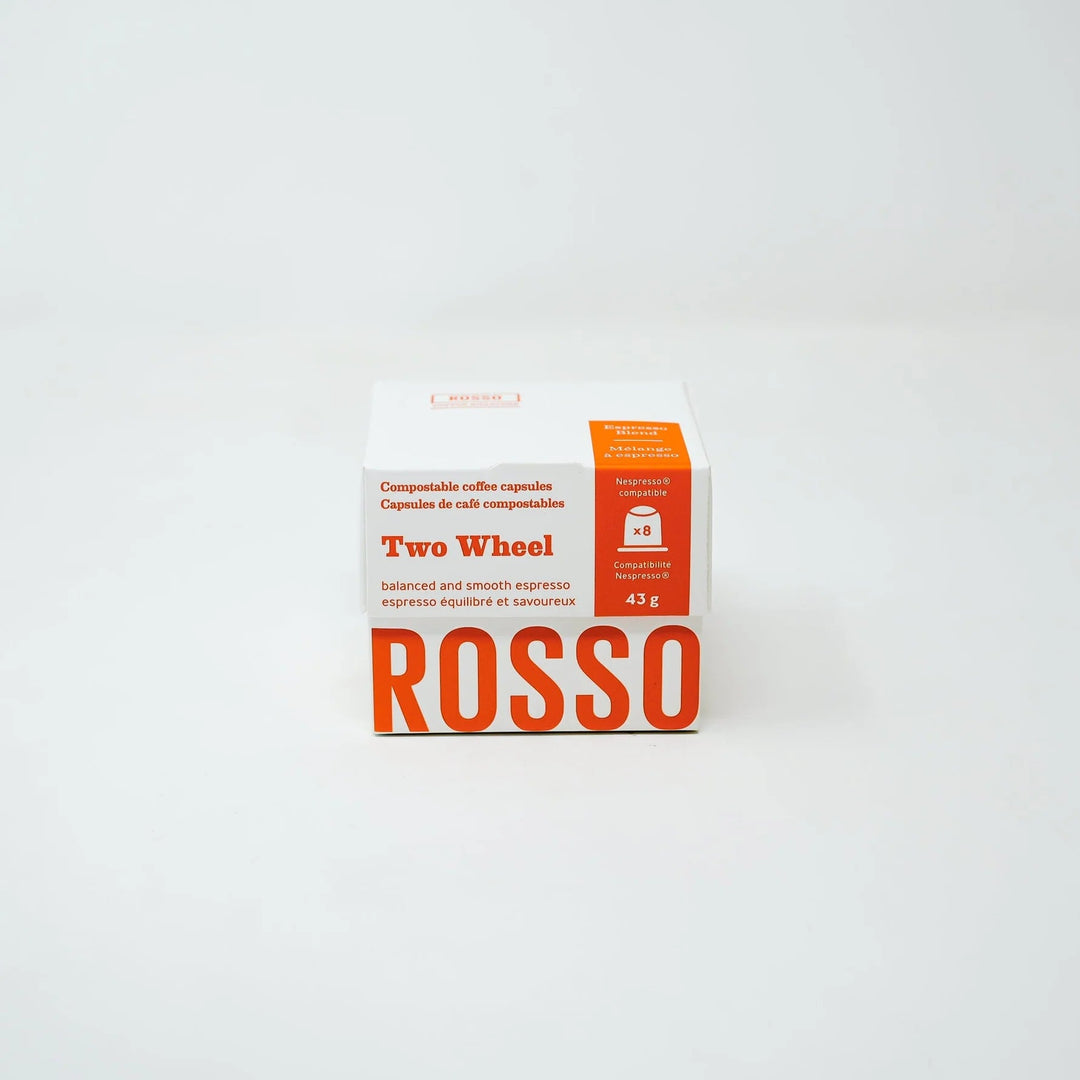 Rosso Coffee Roasters Two Wheel Compostable Coffee Nespresso Compatible Capsules, 8 pods (43G) - Just Closeouts Canada Inc.883183200128