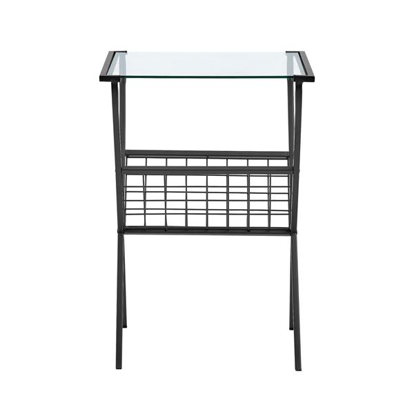 Walker Edison 17" Modern Metal & Glass Side Table with Magazine Holder, Black, AF17EVNSTBL - Just Closeouts Canada Inc.840035350868